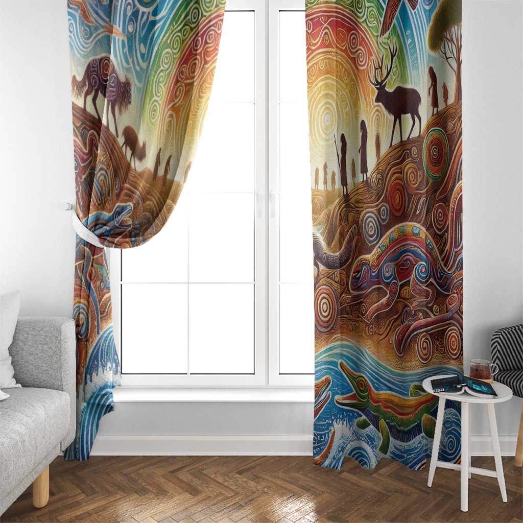Aboriginal Dreamtime Animals Stories Window Curtain