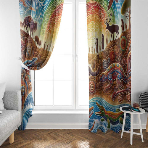 Aboriginal Dreamtime Animals Stories Window Curtain