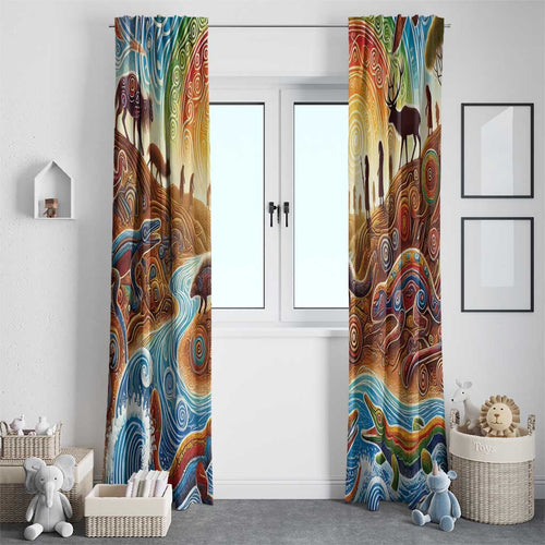 Aboriginal Dreamtime Animals Stories Window Curtain