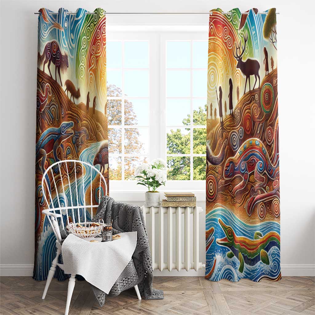 Aboriginal Dreamtime Animals Stories Window Curtain