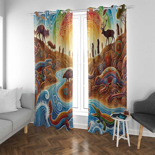 Aboriginal Dreamtime Animals Stories Window Curtain