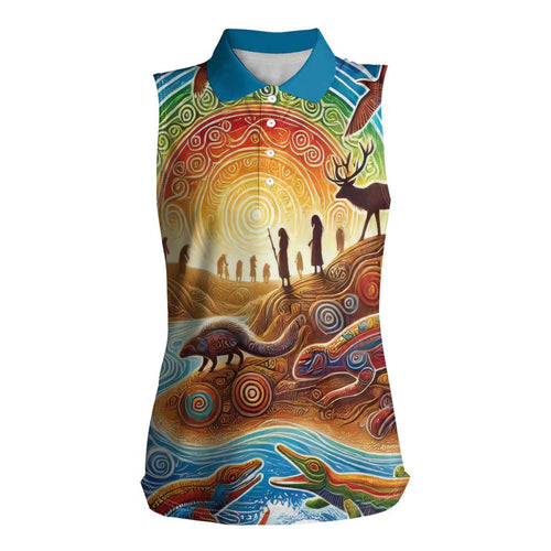 Aboriginal Dreamtime Animals Stories Women Sleeveless Polo Shirt
