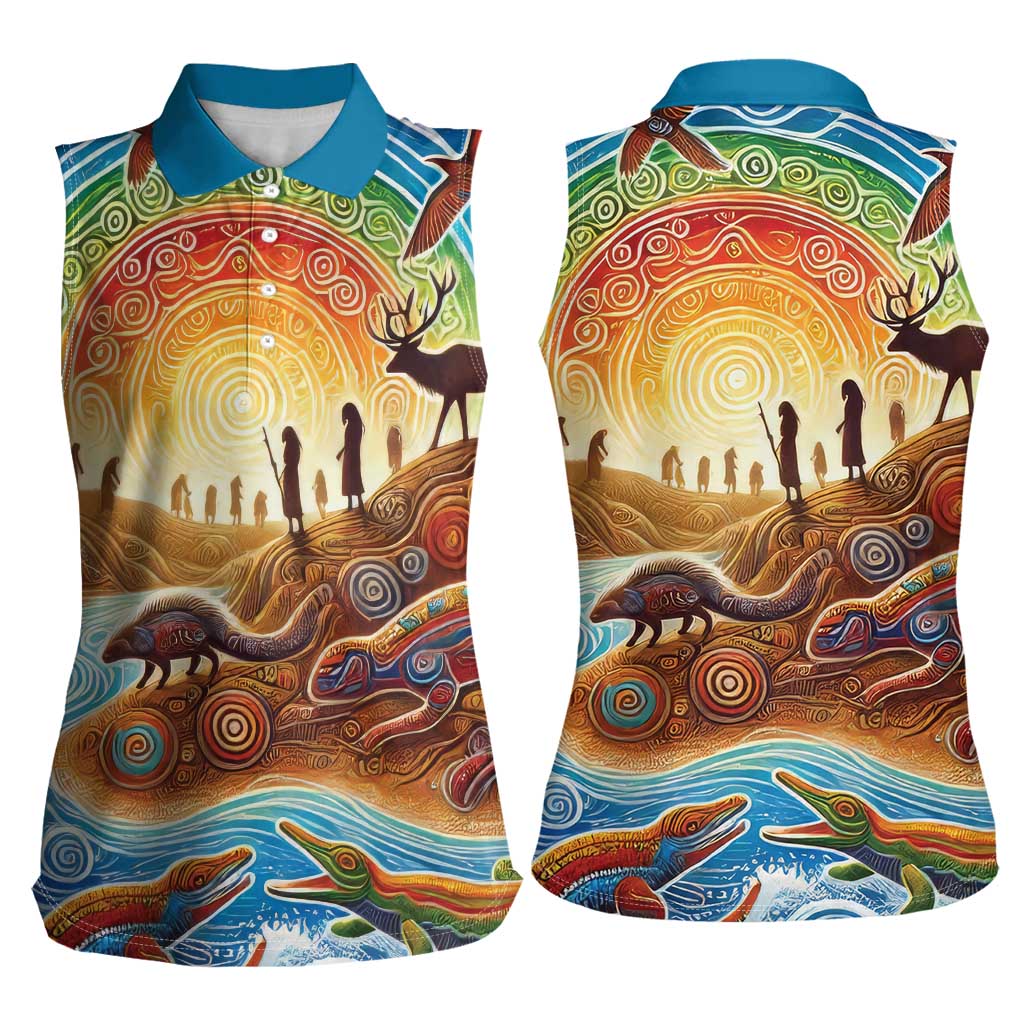 Aboriginal Dreamtime Animals Stories Women Sleeveless Polo Shirt