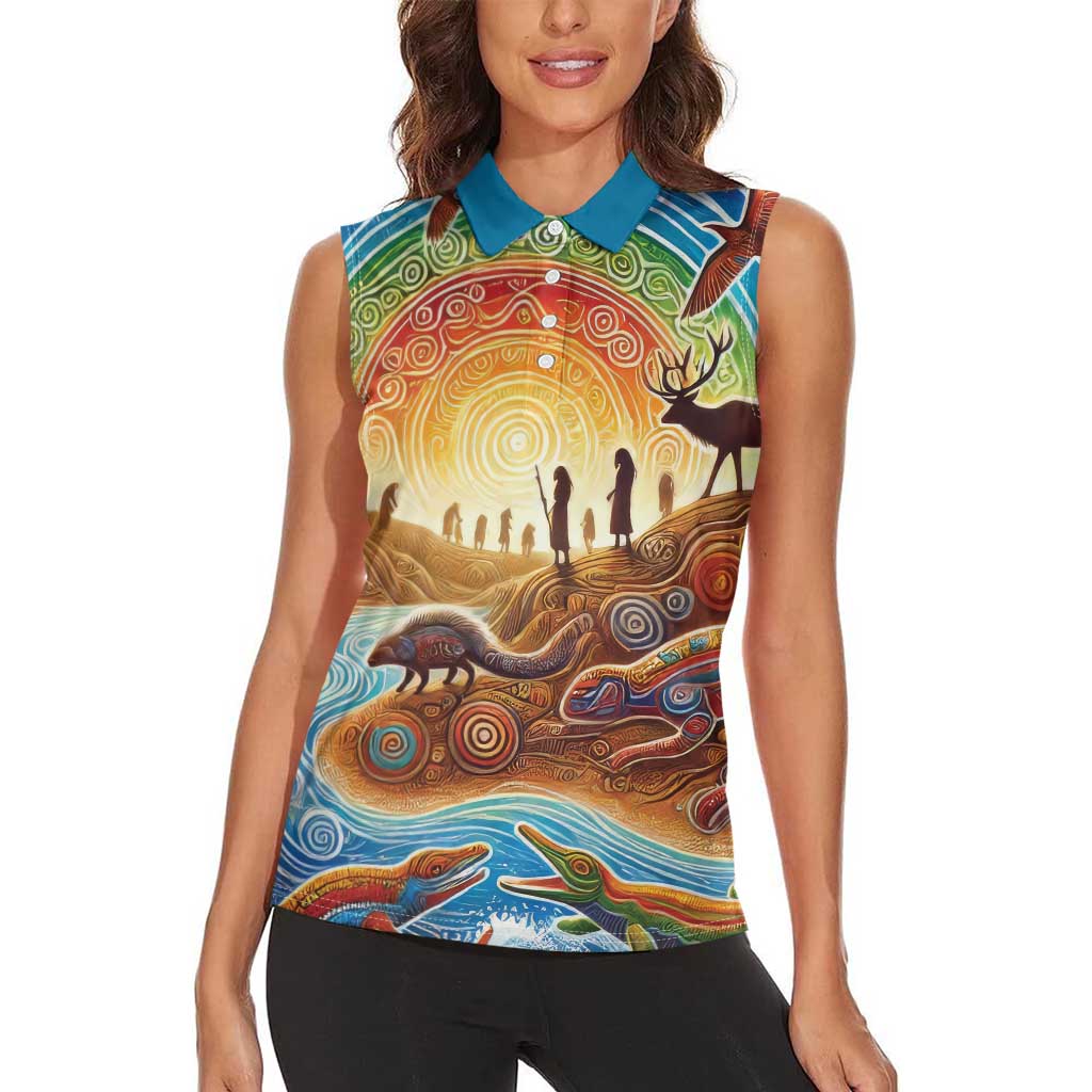 Aboriginal Dreamtime Animals Stories Women Sleeveless Polo Shirt