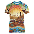 Aboriginal Dreamtime Animals Stories Women V-Neck T-Shirt