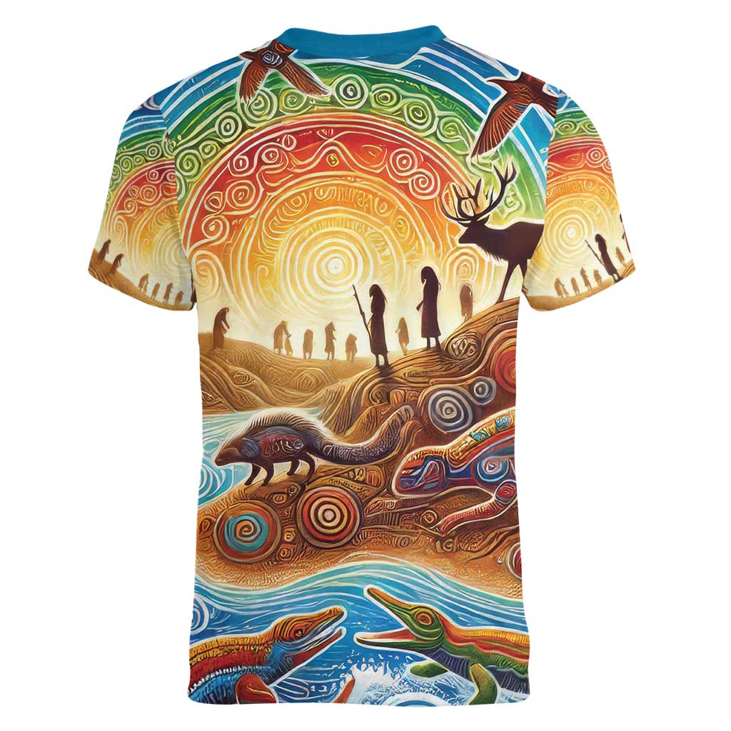 Aboriginal Dreamtime Animals Stories Women V-Neck T-Shirt