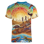 Aboriginal Dreamtime Animals Stories Women V-Neck T-Shirt