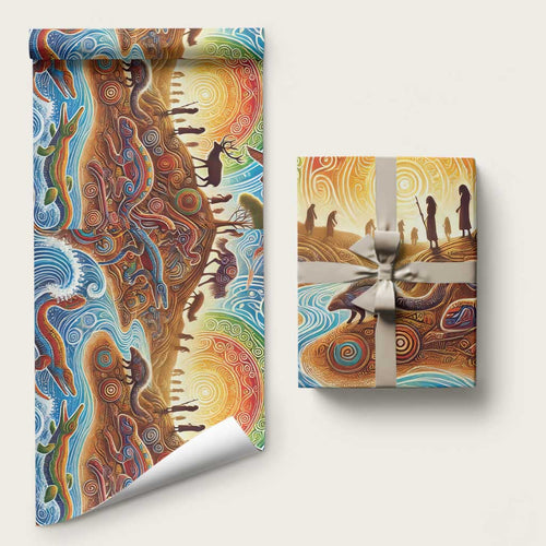 Aboriginal Dreamtime Animals Stories Wrapping Paper - Aussie Hoodie