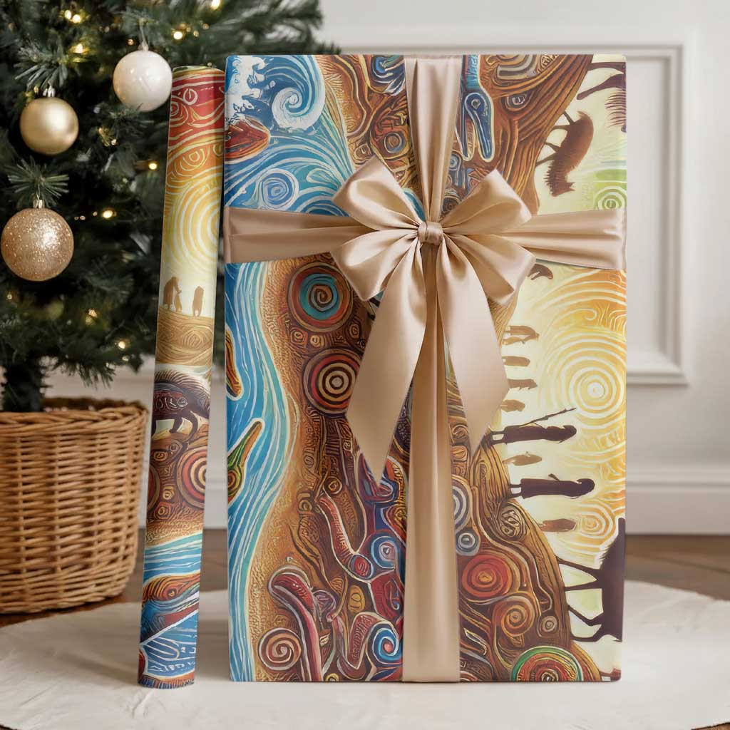 Aboriginal Dreamtime Animals Stories Wrapping Paper - Aussie Hoodie