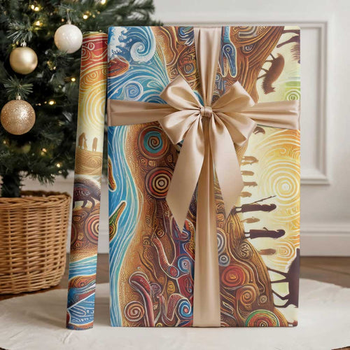 Aboriginal Dreamtime Animals Stories Wrapping Paper - Aussie Hoodie