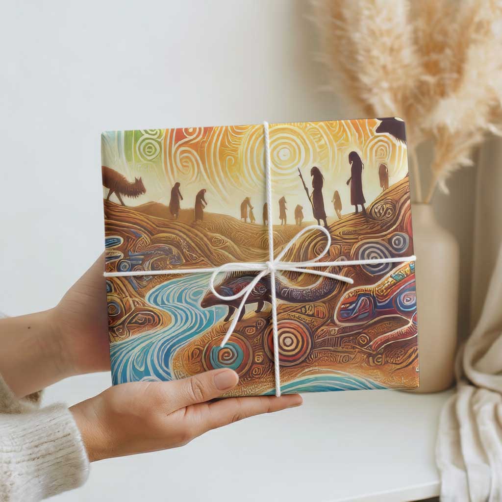 Aboriginal Dreamtime Animals Stories Wrapping Paper - Aussie Hoodie