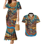 Aboriginal Dreamtime Stories Land Couples Matching Mermaid Dress and Hawaiian Shirt