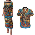 Aboriginal Dreamtime Stories Land Couples Matching Puletasi and Hawaiian Shirt
