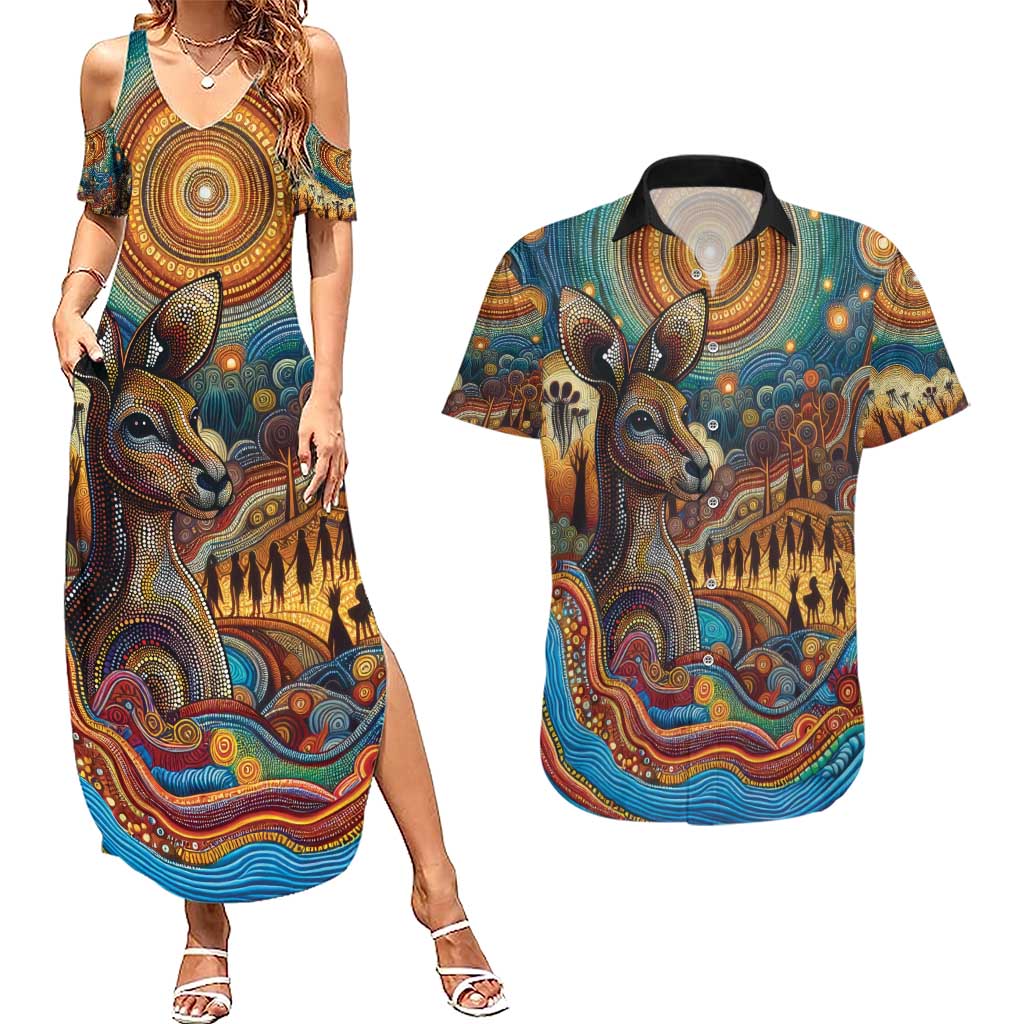 Aboriginal Dreamtime Stories Land Couples Matching Summer Maxi Dress and Hawaiian Shirt
