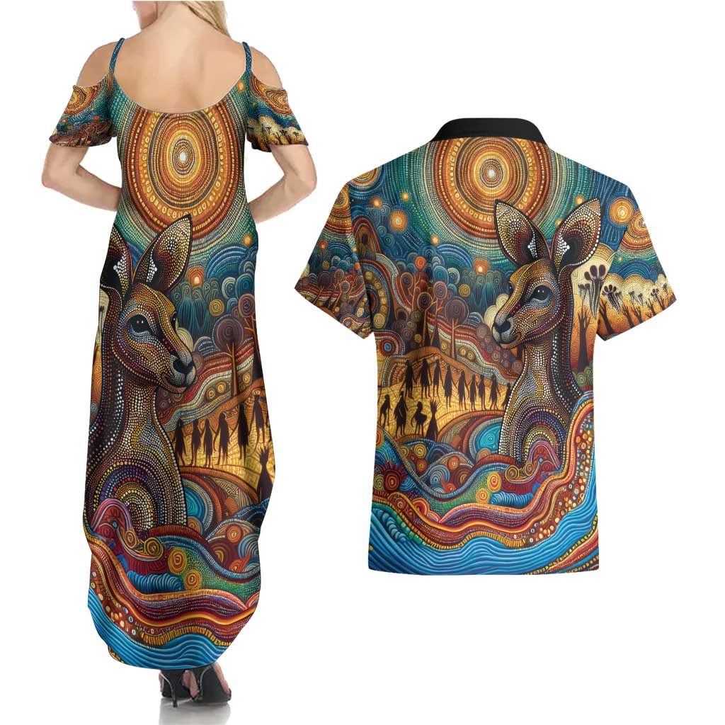 Aboriginal Dreamtime Stories Land Couples Matching Summer Maxi Dress and Hawaiian Shirt