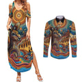 Aboriginal Dreamtime Stories Land Couples Matching Summer Maxi Dress and Long Sleeve Button Shirt