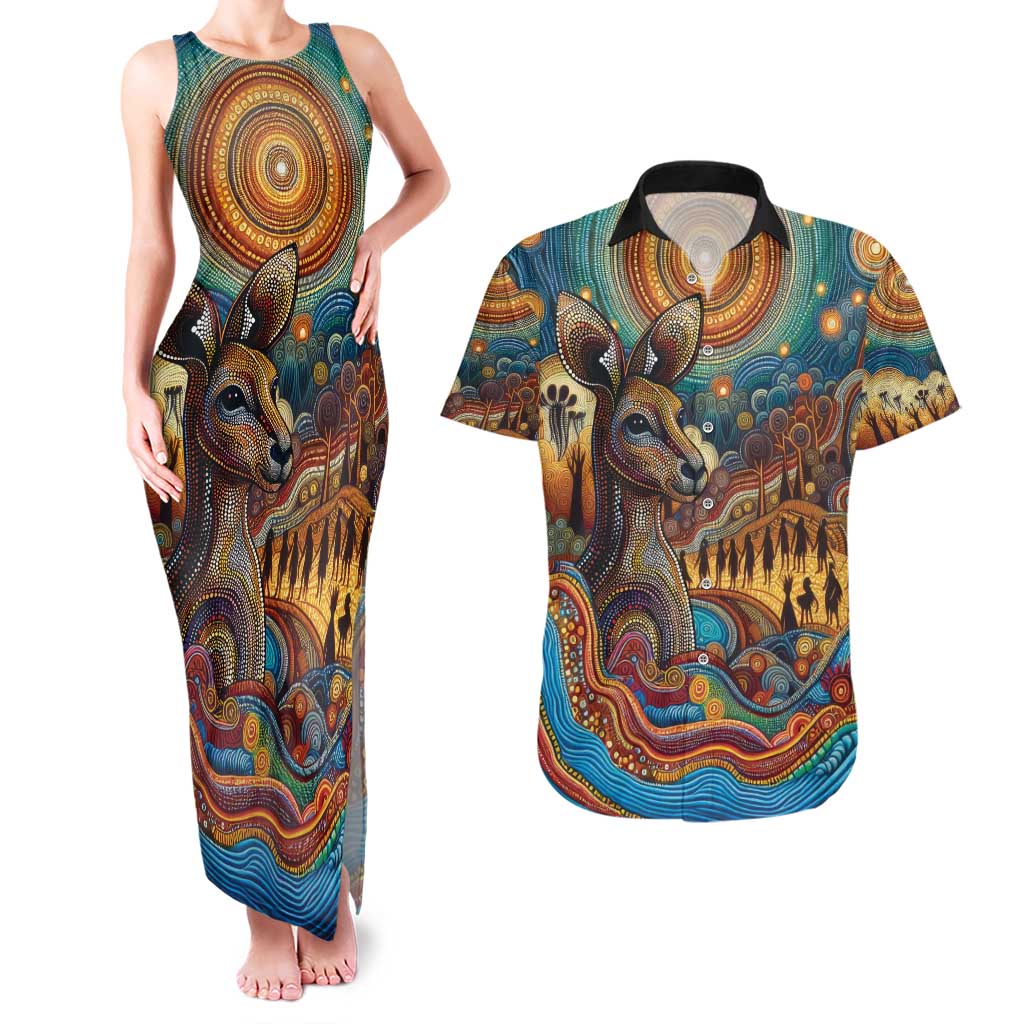Aboriginal Dreamtime Stories Land Couples Matching Tank Maxi Dress and Hawaiian Shirt