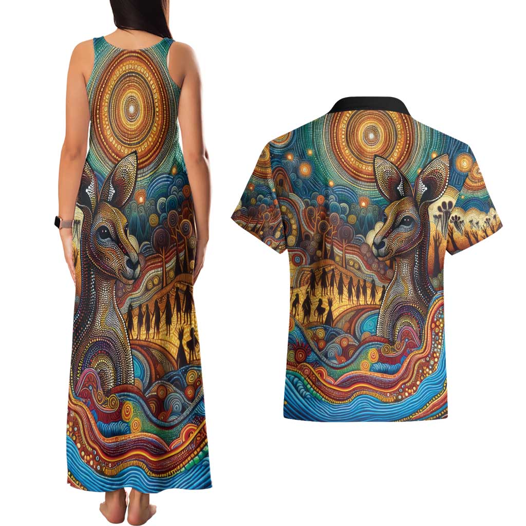 Aboriginal Dreamtime Stories Land Couples Matching Tank Maxi Dress and Hawaiian Shirt
