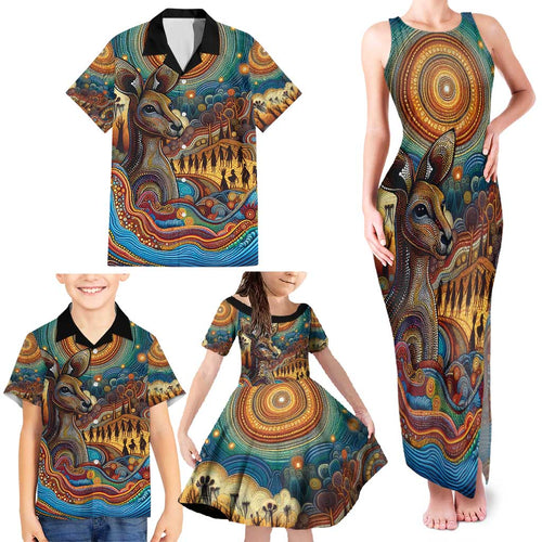 Aboriginal Dreamtime Stories Land Family Matching Tank Maxi Dress and Hawaiian Shirt