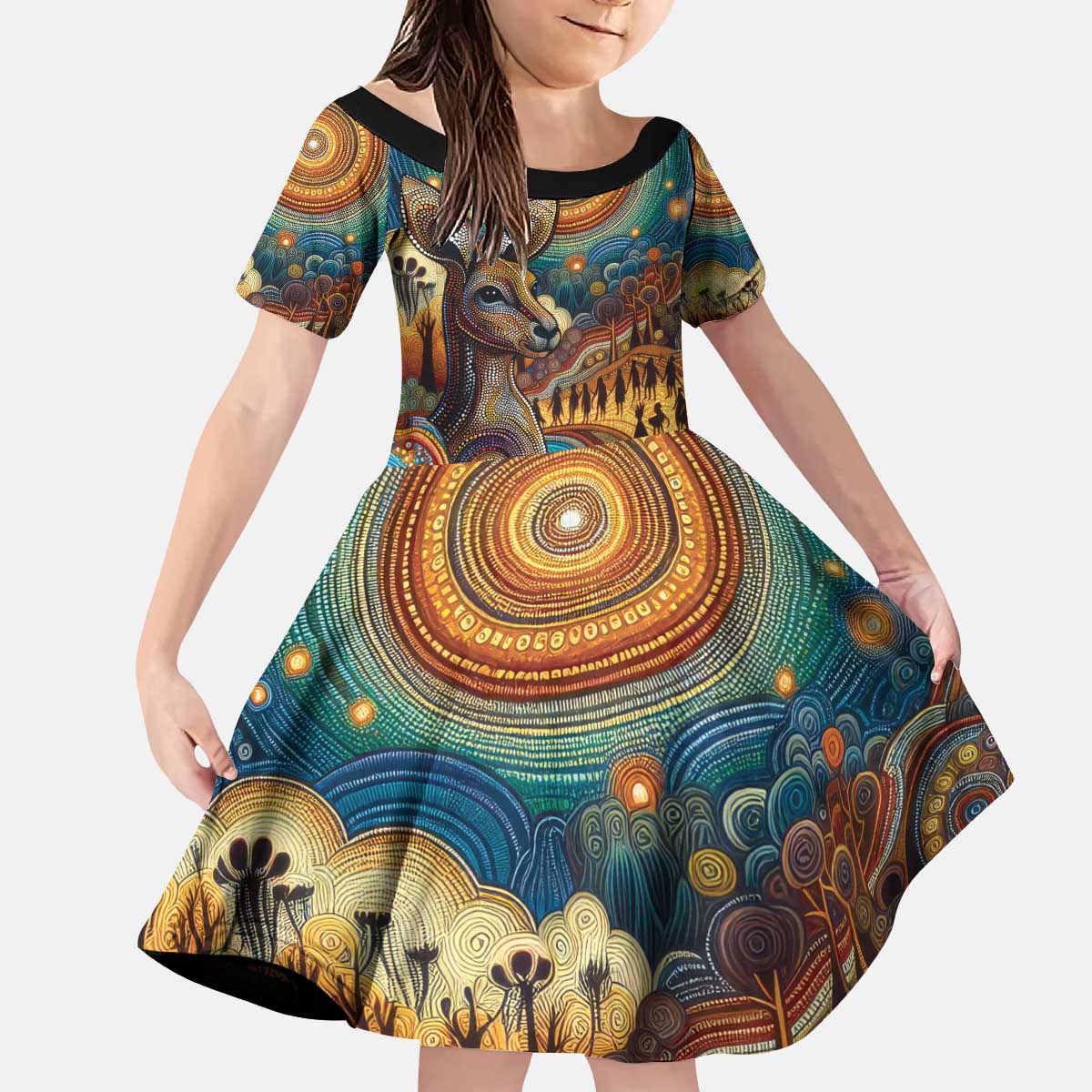 Aboriginal Dreamtime Stories Land Kid Short Sleeve Dress