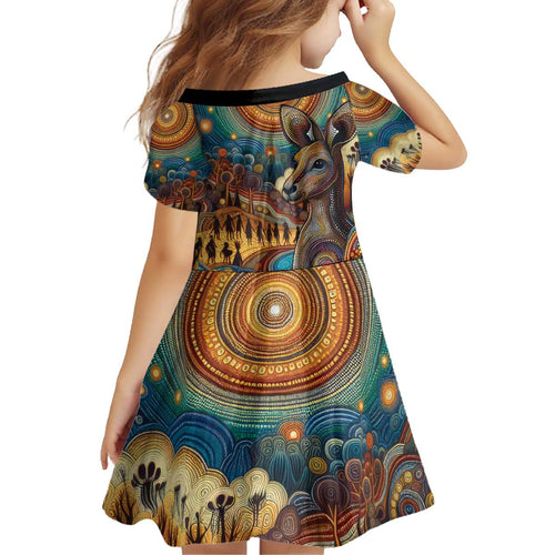 Aboriginal Dreamtime Stories Land Kid Short Sleeve Dress