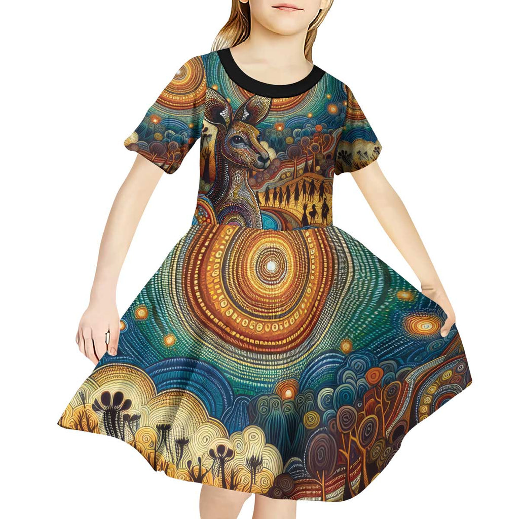 Aboriginal Dreamtime Stories Land Kid Short Sleeve Dress
