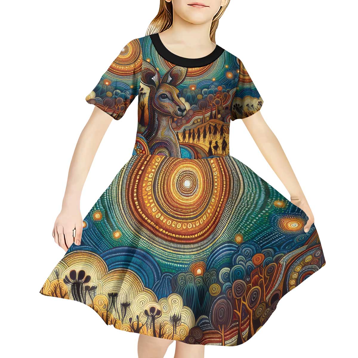 Aboriginal Dreamtime Stories Land Kid Short Sleeve Dress