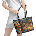 Aboriginal Dreamtime Stories Land Leather Tote Bag