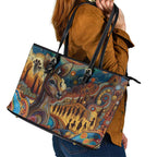 Aboriginal Dreamtime Stories Land Leather Tote Bag