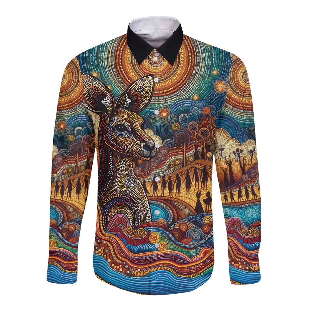 Aboriginal Dreamtime Stories Land Long Sleeve Button Shirt