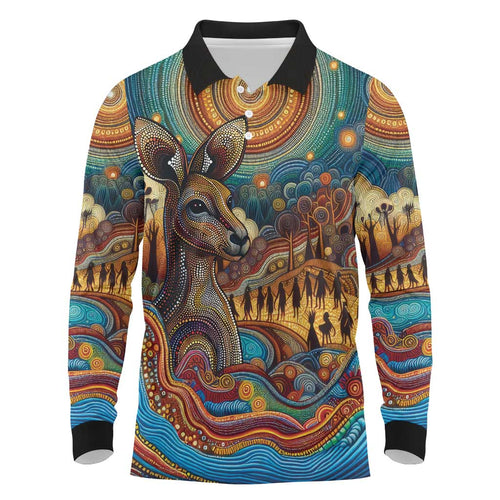 Aboriginal Dreamtime Stories Land Long Sleeve Polo Shirt