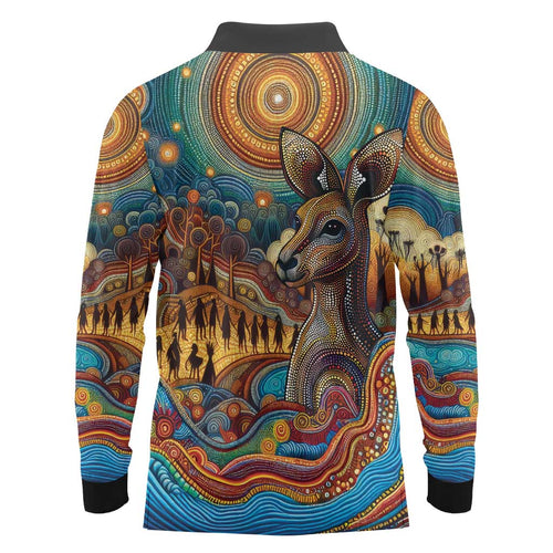 Aboriginal Dreamtime Stories Land Long Sleeve Polo Shirt