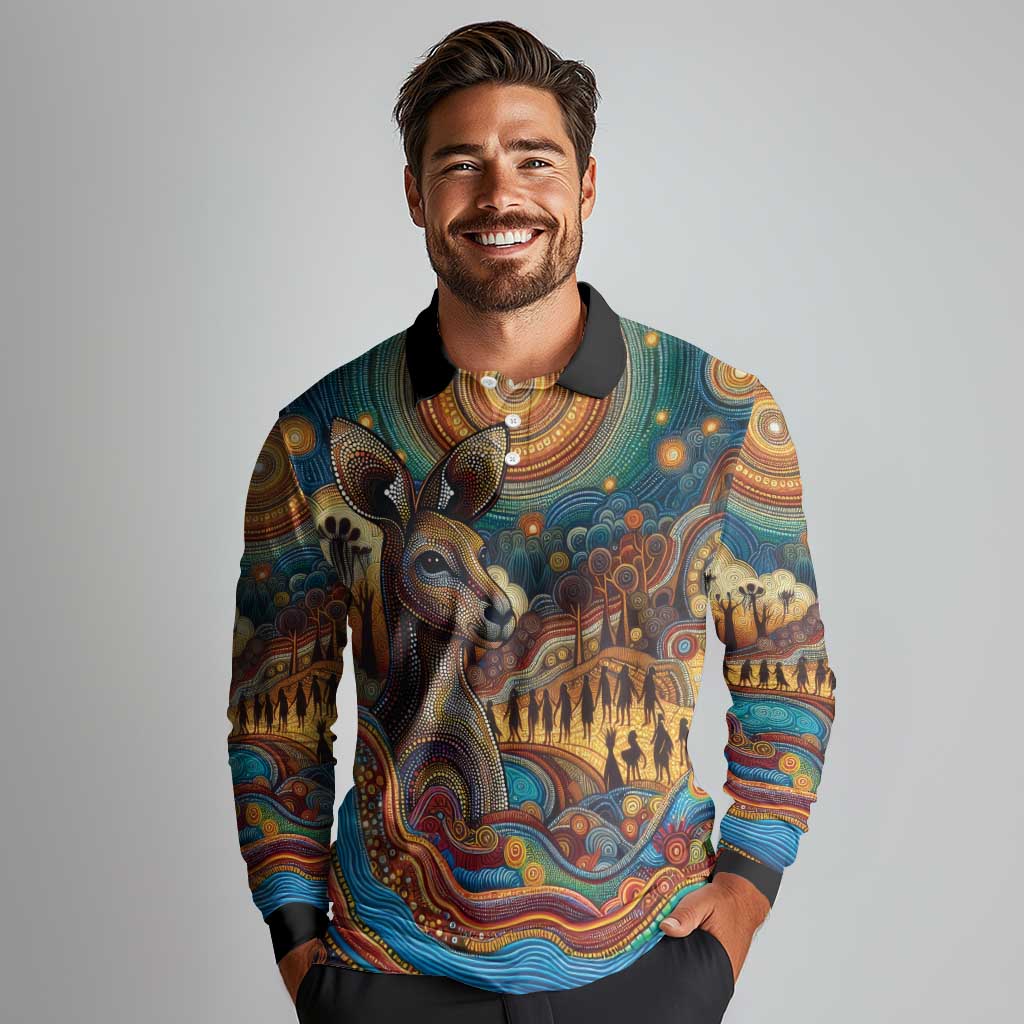 Aboriginal Dreamtime Stories Land Long Sleeve Polo Shirt