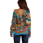 Aboriginal Dreamtime Stories Land Off Shoulder Sweater
