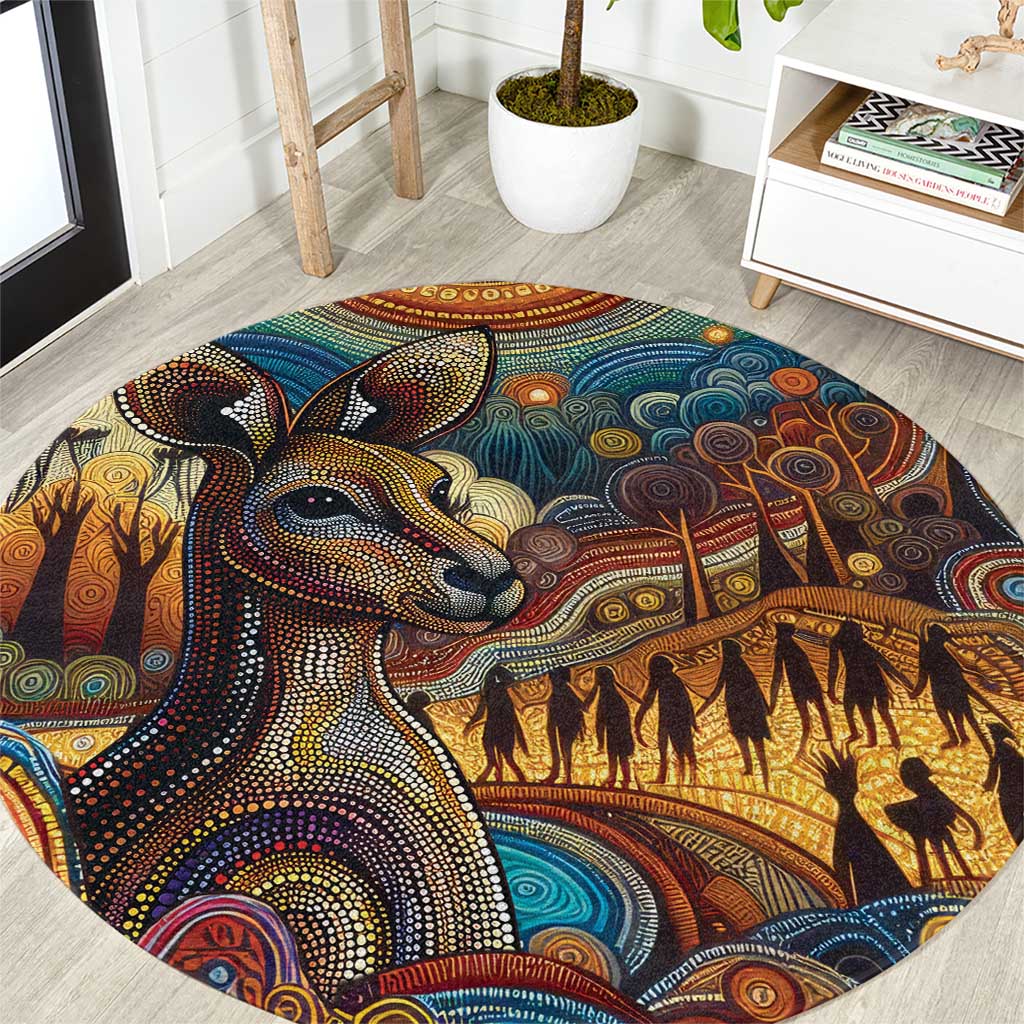 Aboriginal Dreamtime Stories Land Round Carpet