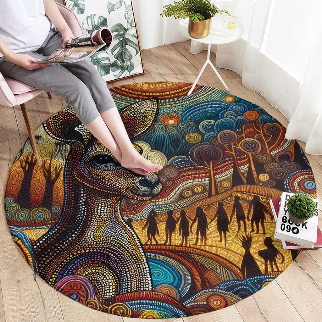 Aboriginal Dreamtime Stories Land Round Carpet