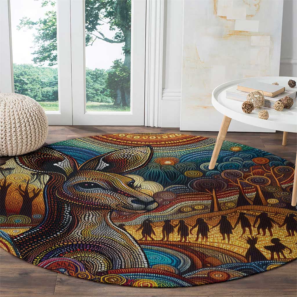 Aboriginal Dreamtime Stories Land Round Carpet