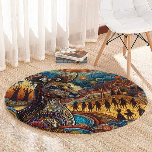 Aboriginal Dreamtime Stories Land Round Carpet