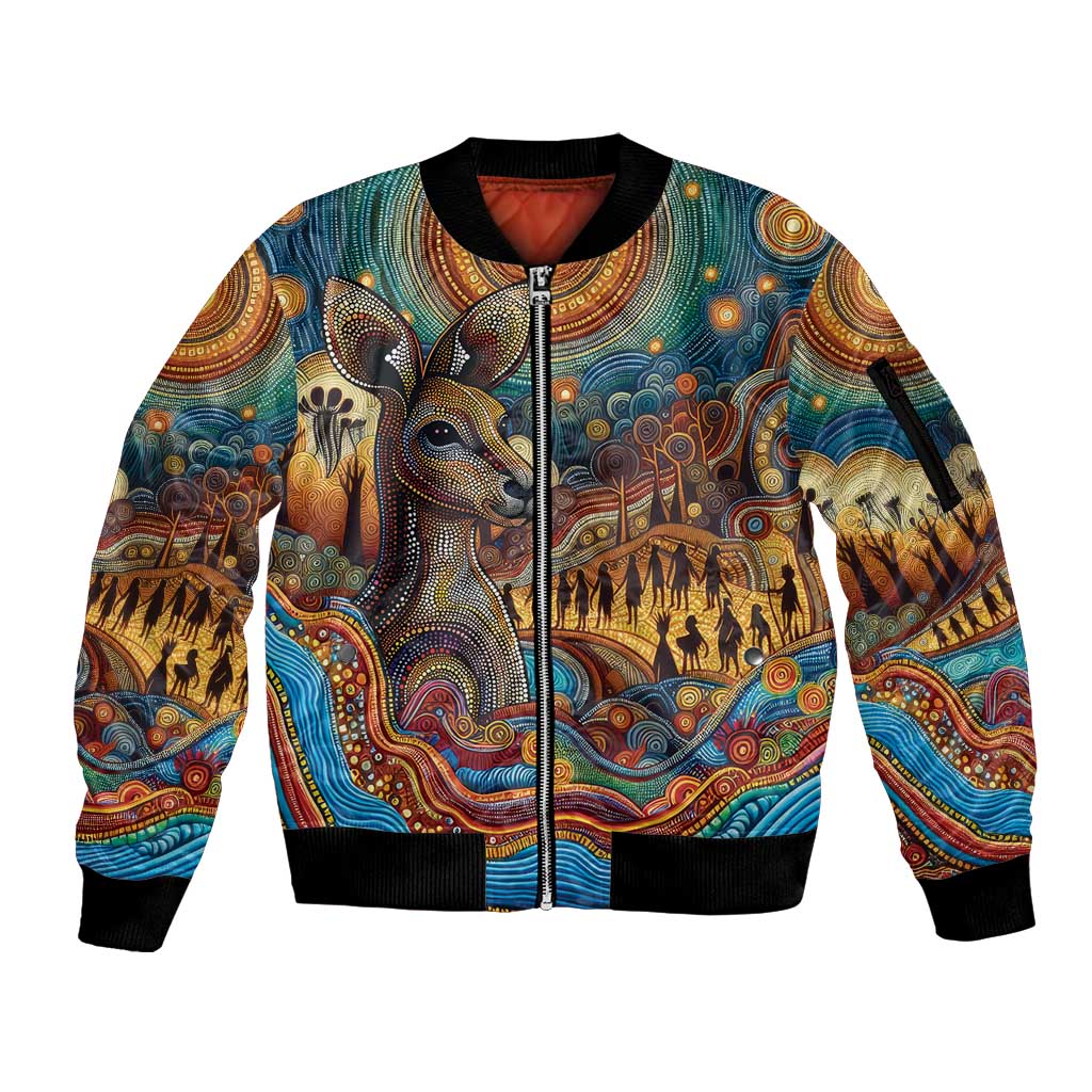 Aboriginal Dreamtime Stories Land Sleeve Zip Bomber Jacket