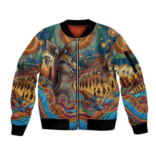 Aboriginal Dreamtime Stories Land Sleeve Zip Bomber Jacket