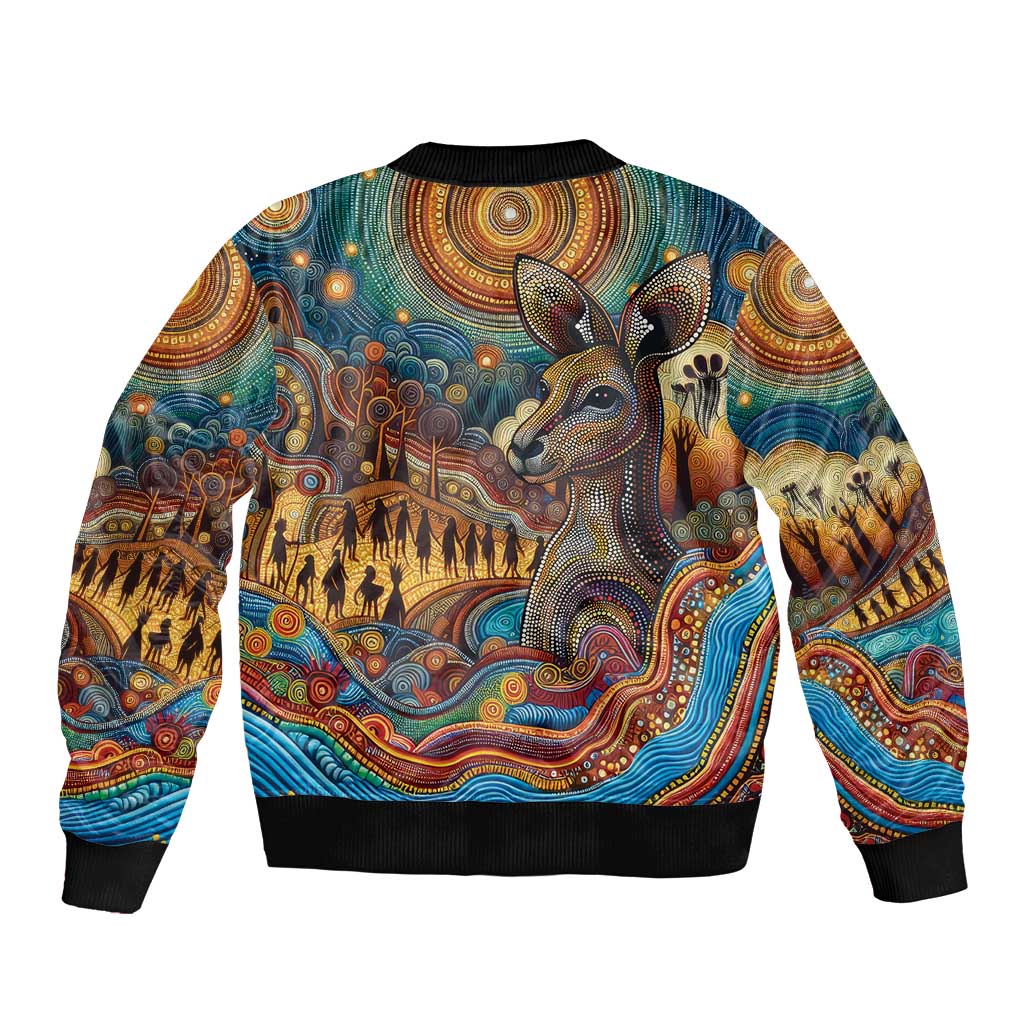 Aboriginal Dreamtime Stories Land Sleeve Zip Bomber Jacket