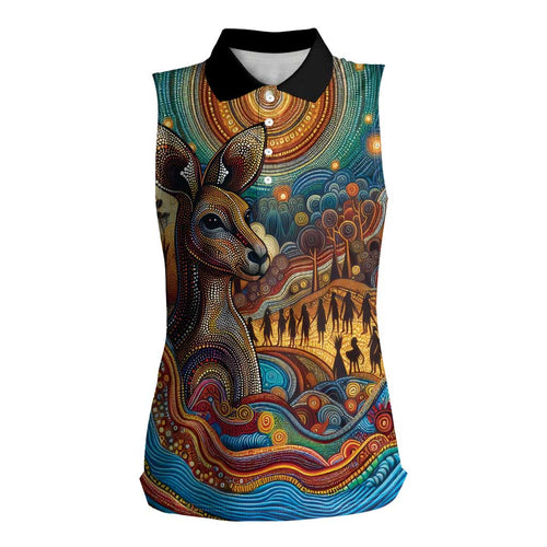 Aboriginal Dreamtime Stories Land Women Sleeveless Polo Shirt