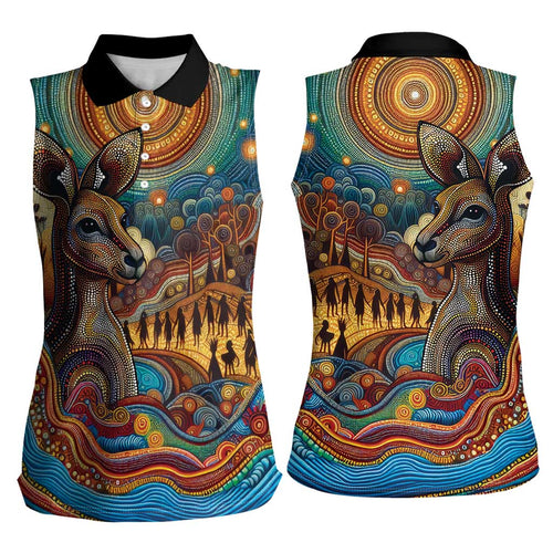 Aboriginal Dreamtime Stories Land Women Sleeveless Polo Shirt