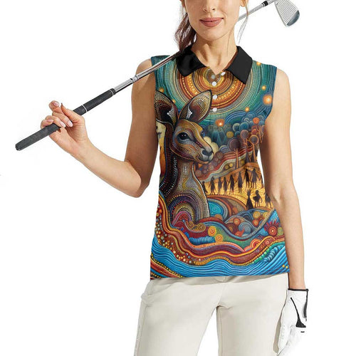 Aboriginal Dreamtime Stories Land Women Sleeveless Polo Shirt