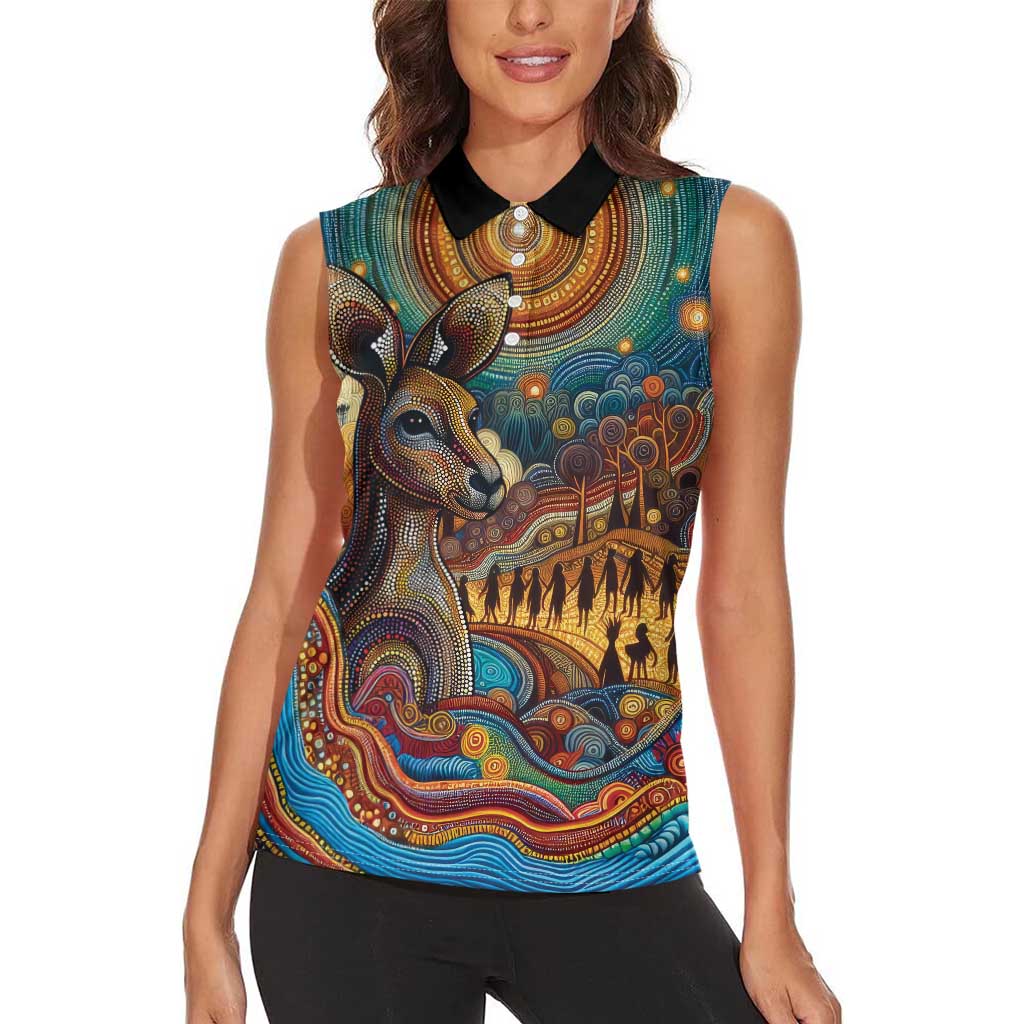 Aboriginal Dreamtime Stories Land Women Sleeveless Polo Shirt