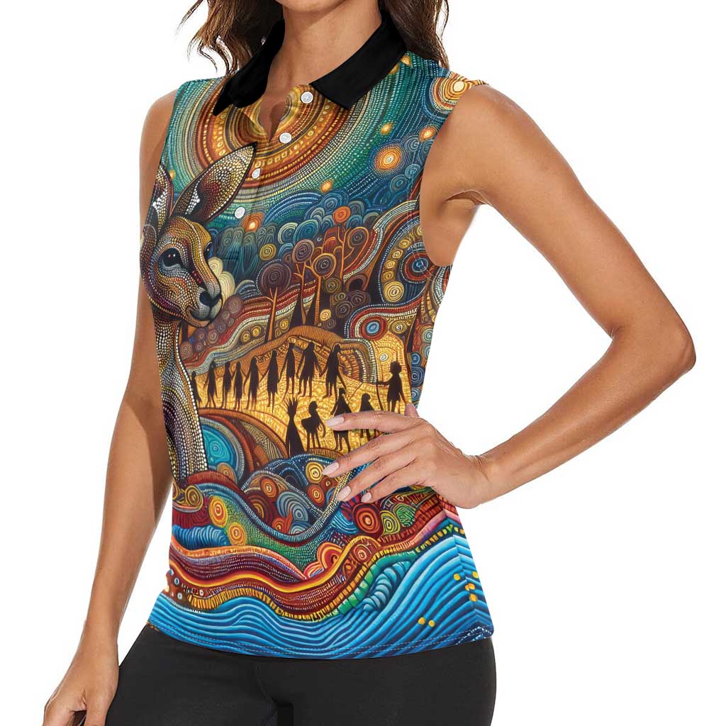 Aboriginal Dreamtime Stories Land Women Sleeveless Polo Shirt