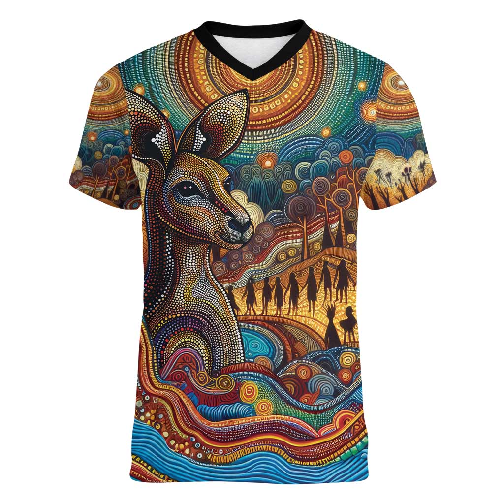 Aboriginal Dreamtime Stories Land Women V-Neck T-Shirt