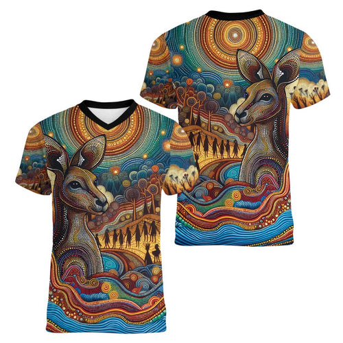Aboriginal Dreamtime Stories Land Women V-Neck T-Shirt