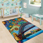 Australian Sydney Harbour Bridge Area Rug Aboriginal Dot Art