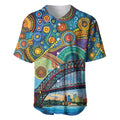 Australian Sydney Harbour Bridge Baseball Jersey Aboriginal Dot Art